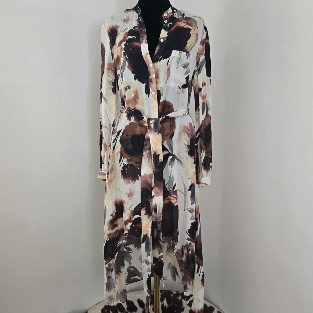 HAUTE HIPPIE Silk Long Sleeve Hi-Lo Dress